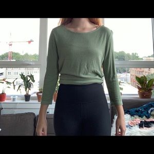 American eagle green half sleeve ribbed top